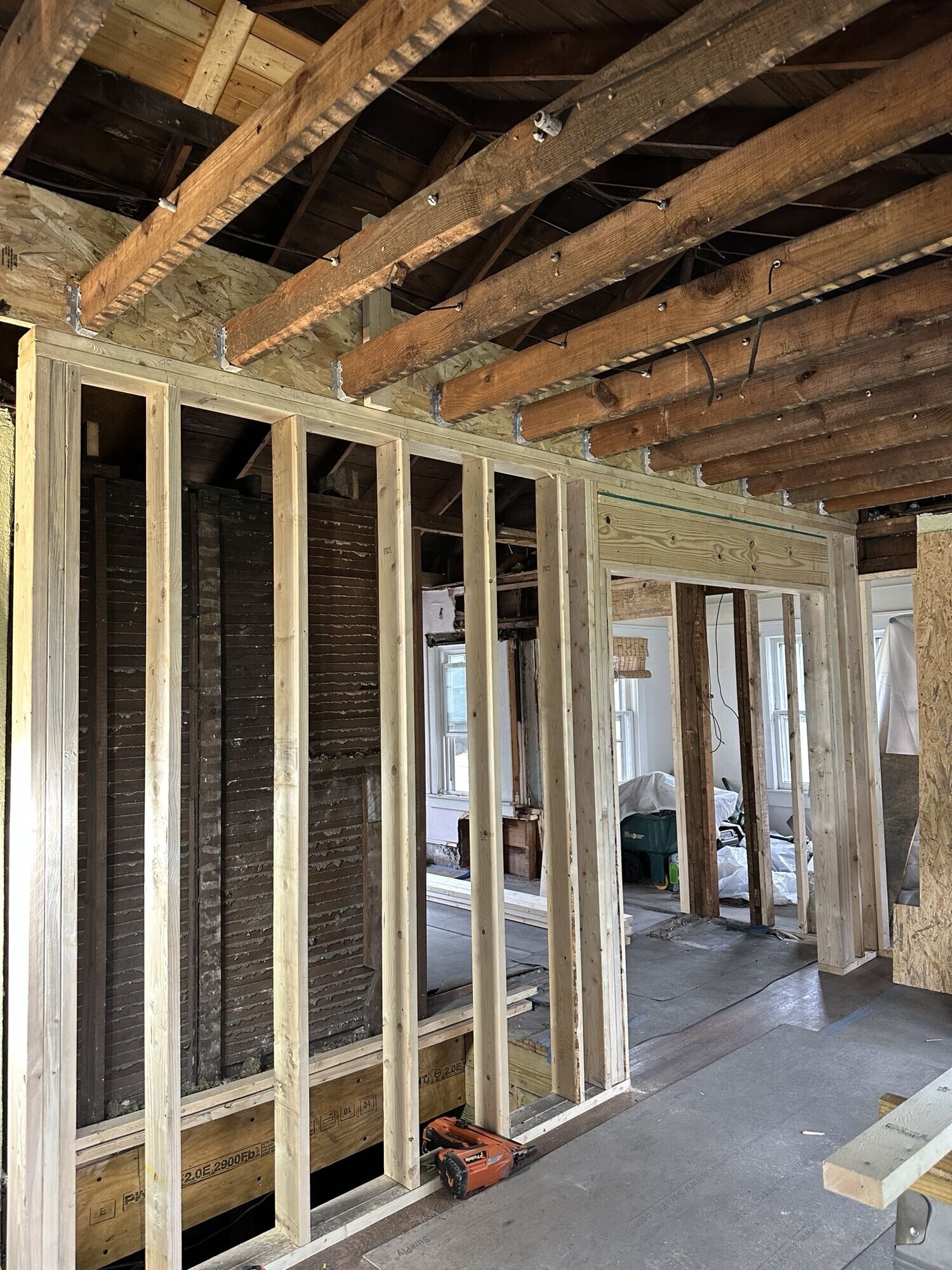 structural tying in old framing to new additon